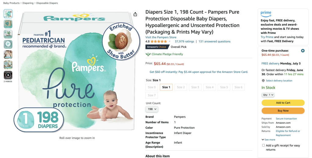 smyk pampers pieluchy